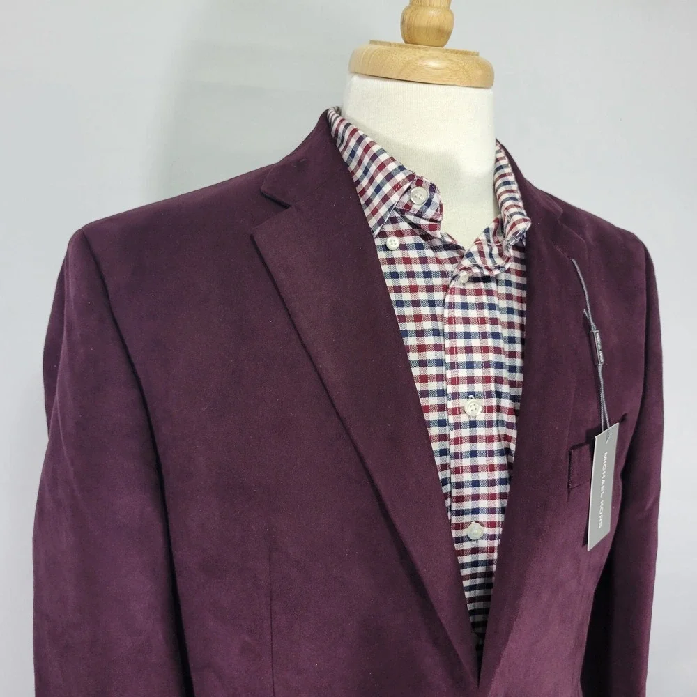 Michael Kors Men's Suede Sport Coat Blazer Two Button KENT Burgundy‎ 42R NEW